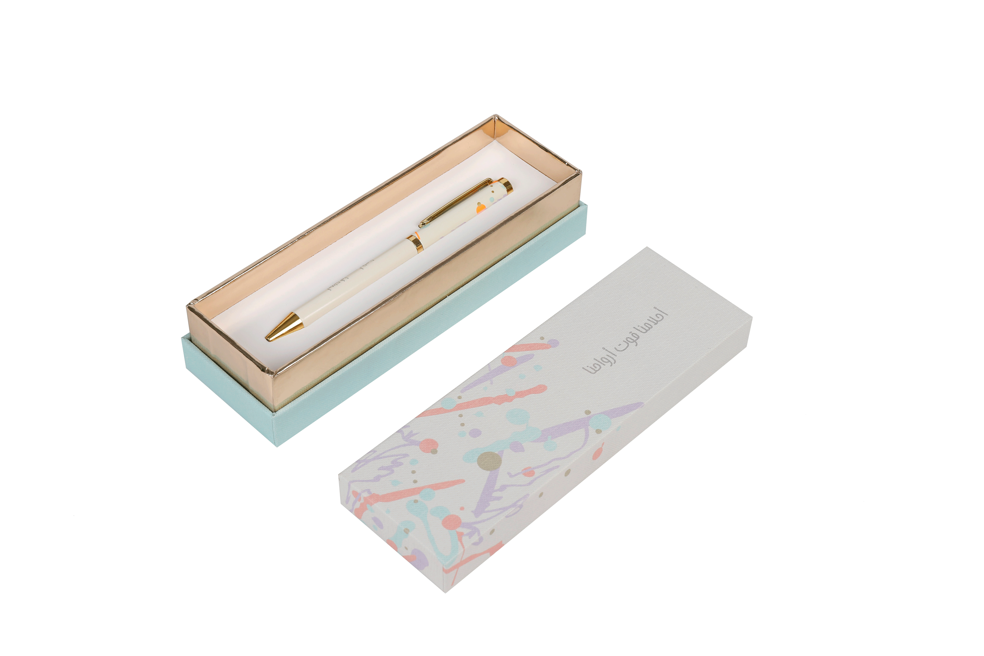 Textured paper customized design foil stamping gift packaging box for pen