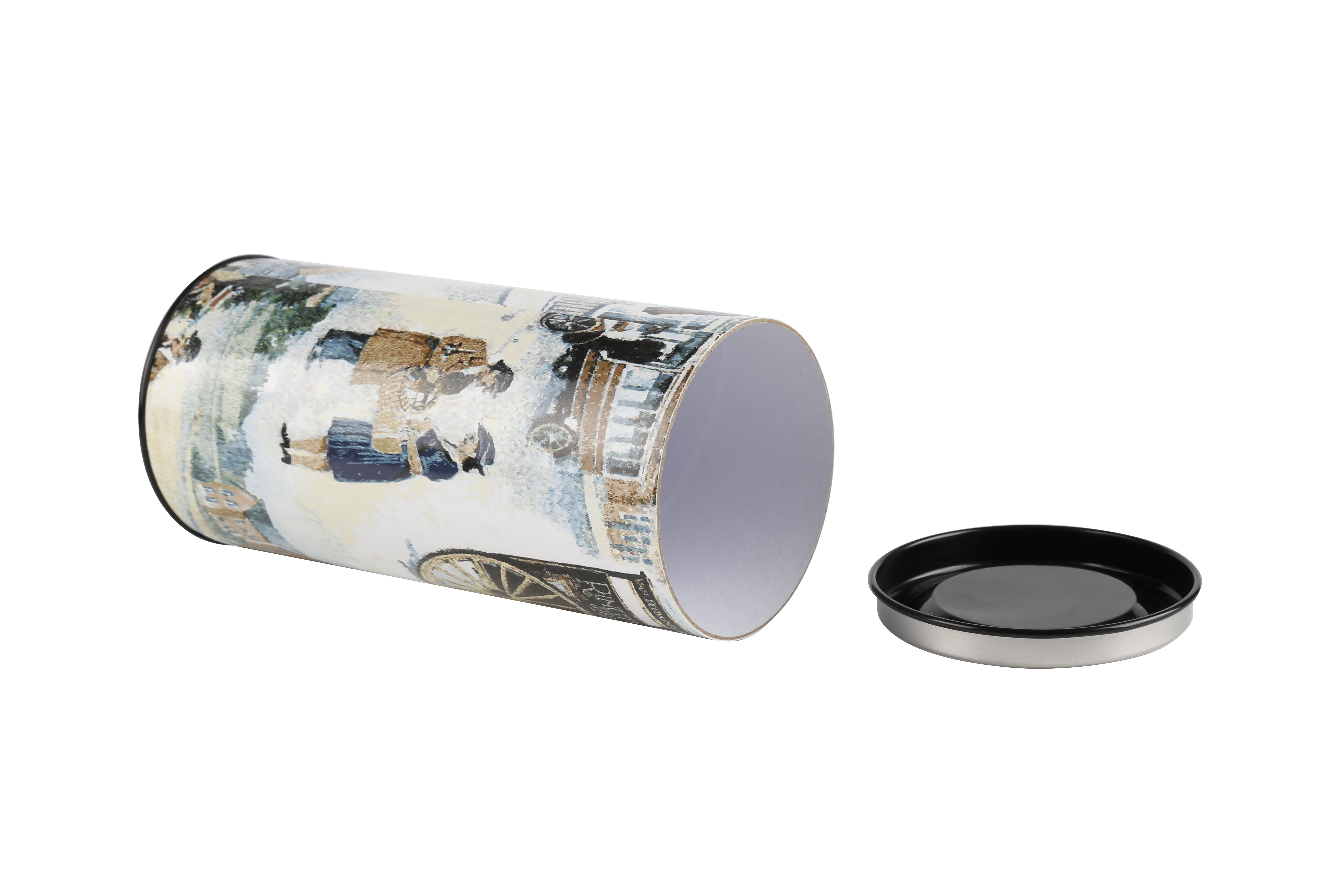 Food grade tea coffee food packaging box push up paper tube oem biodegradable food cardboard tube with metal cap