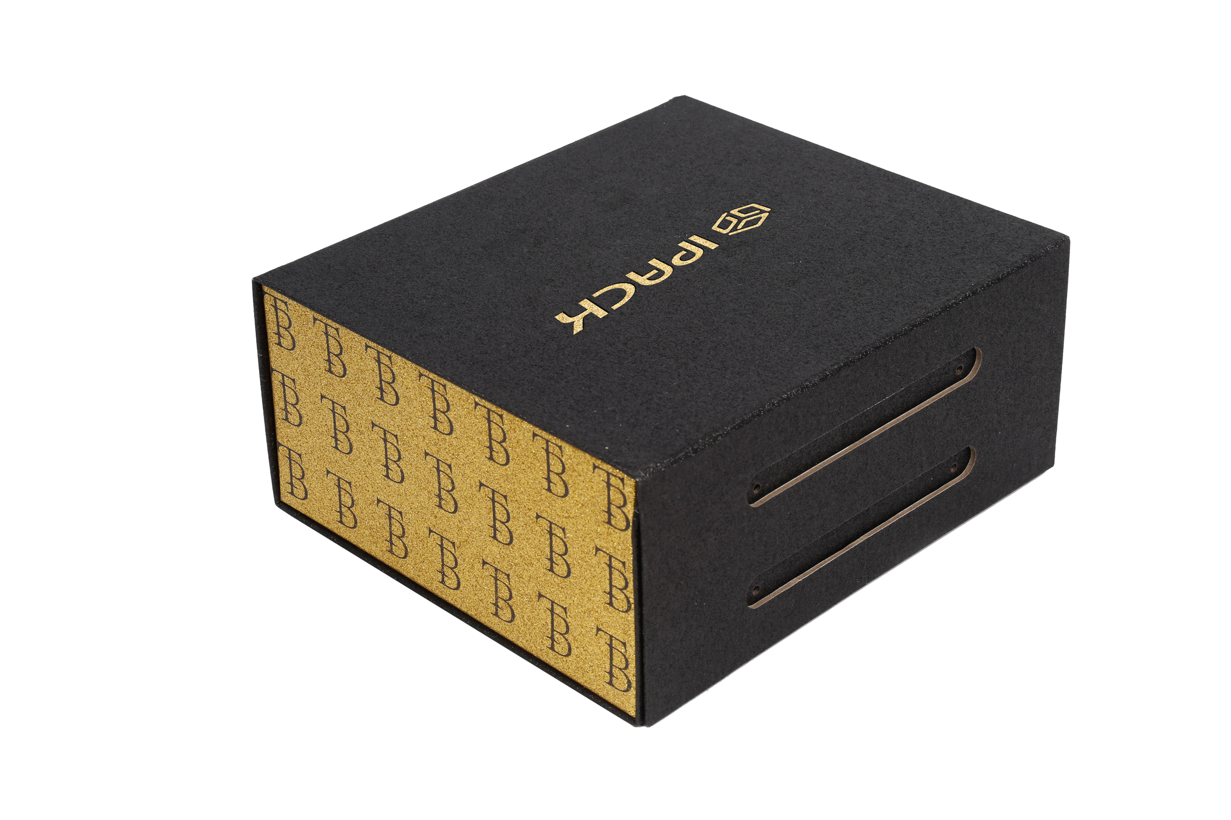 Black and gold glitter glitter paper custom gold foil stamping logo foldable magnetic box