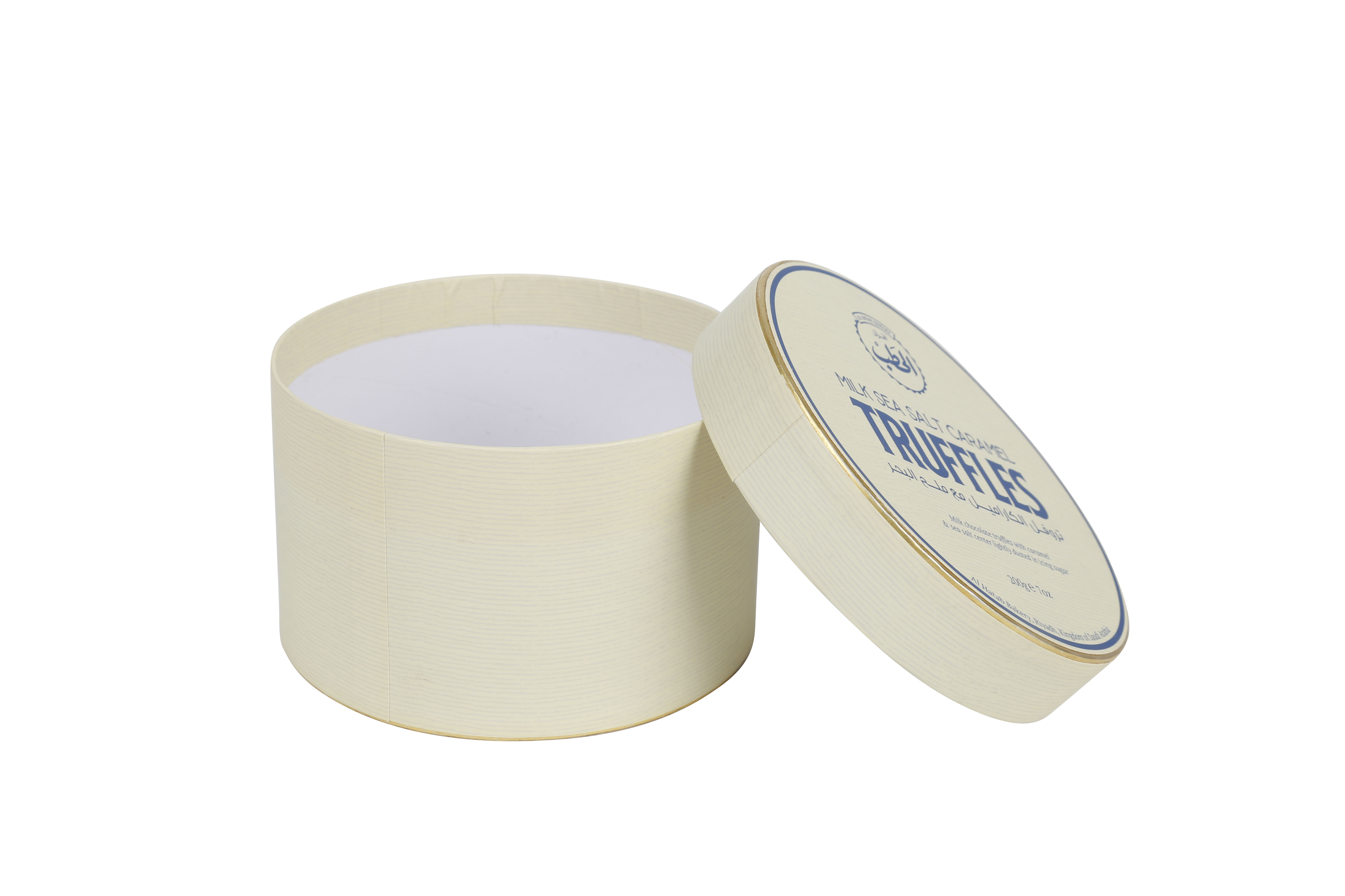 Empty round tube cardboard food packaging box paper truffle chocolate box with lid