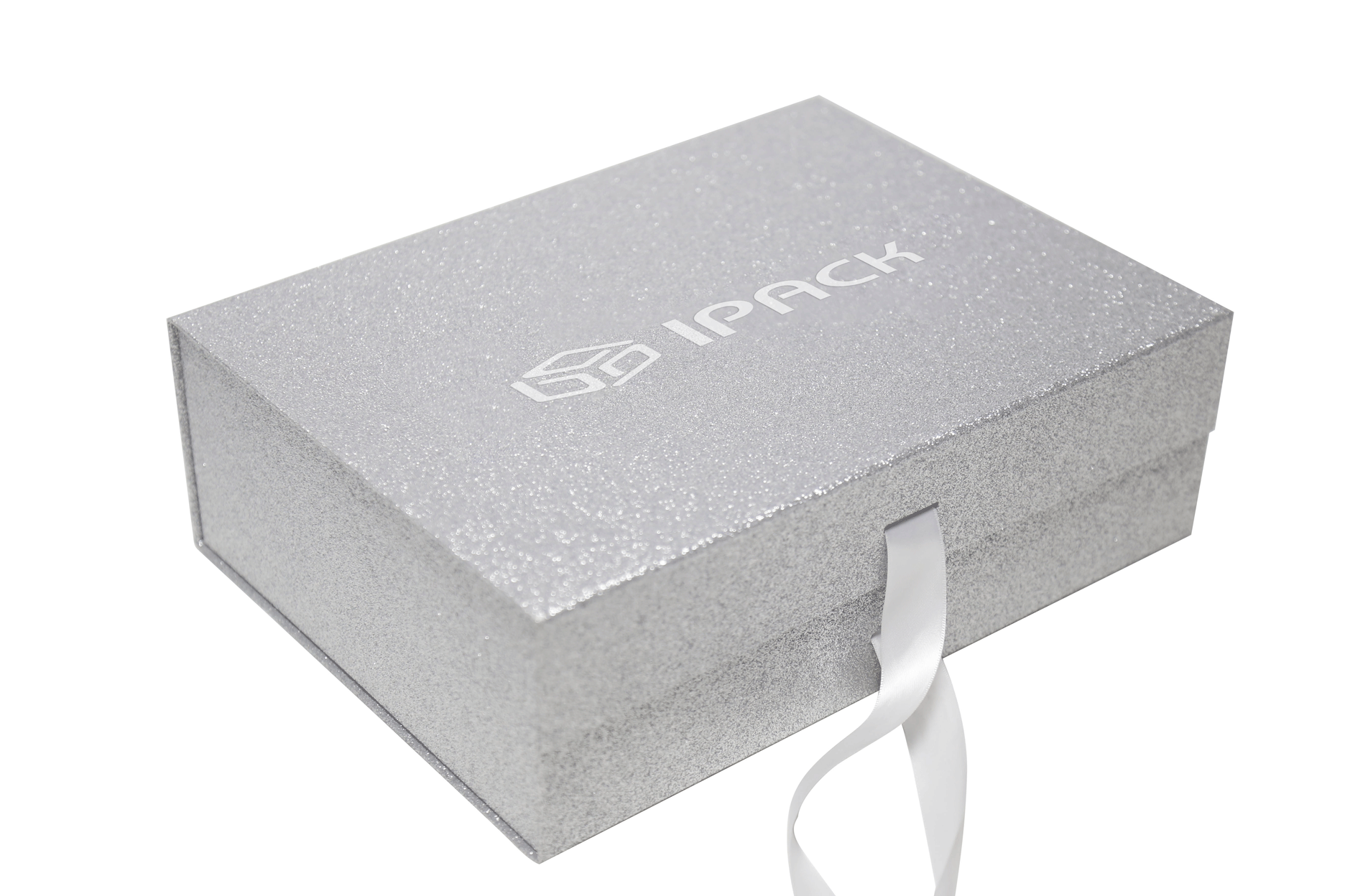 Cost effective foldable magnetic box custom logo glitter paper rigid gift box with ribbon