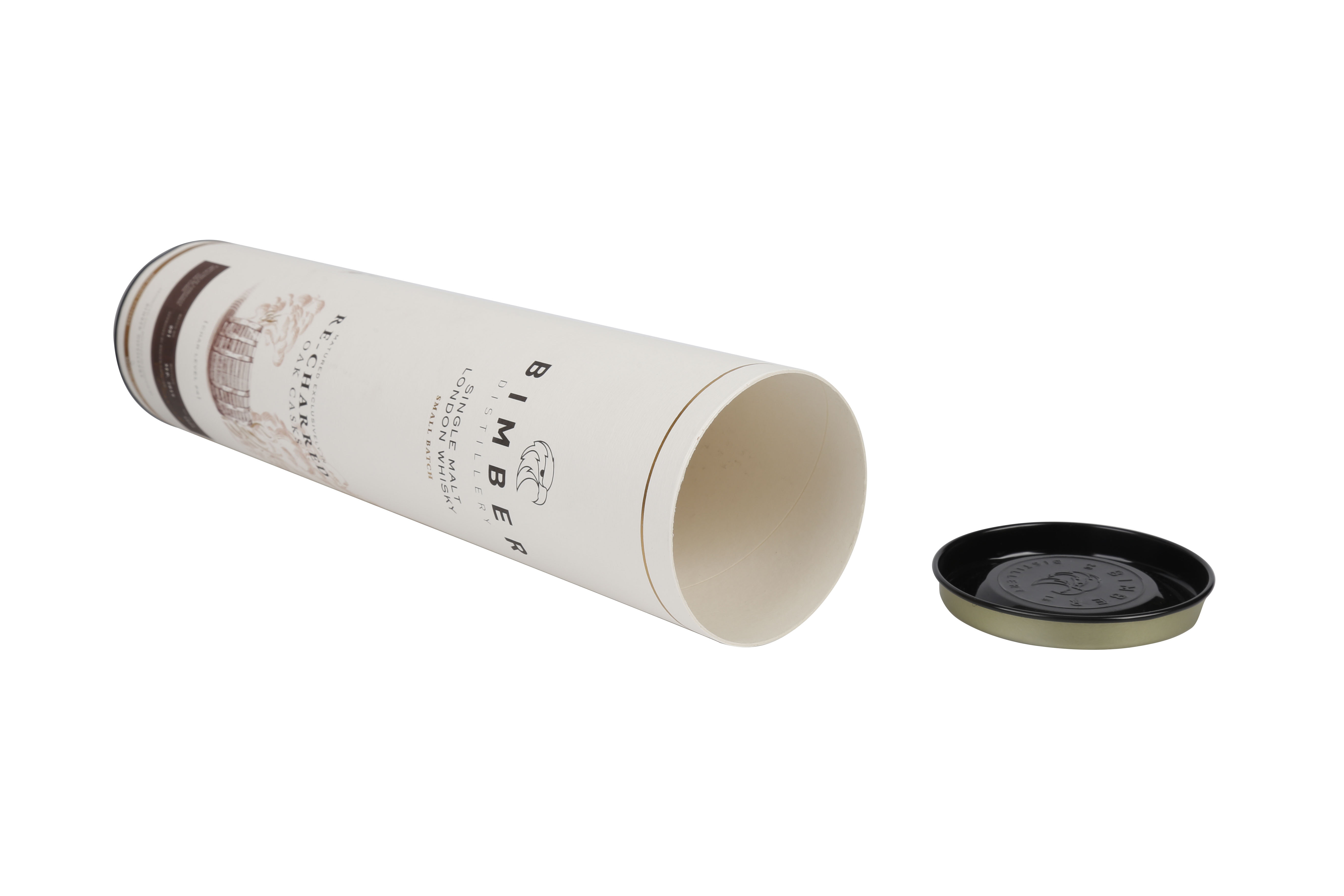 customize long tube box colorful printing cylinder package with tin lid