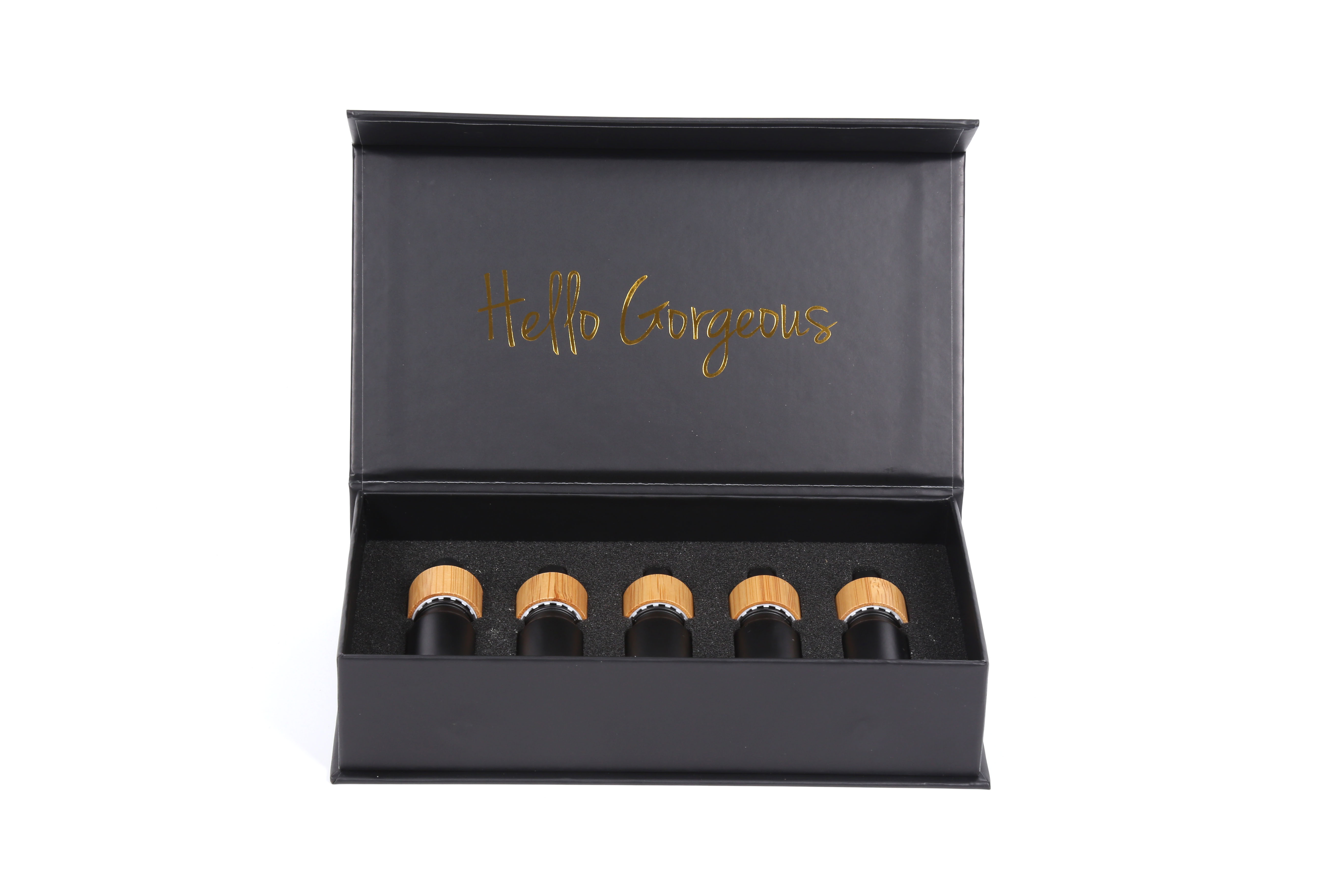 custom recycle Black magnetic perfum bottle packaging paper gift box luxury  gift box